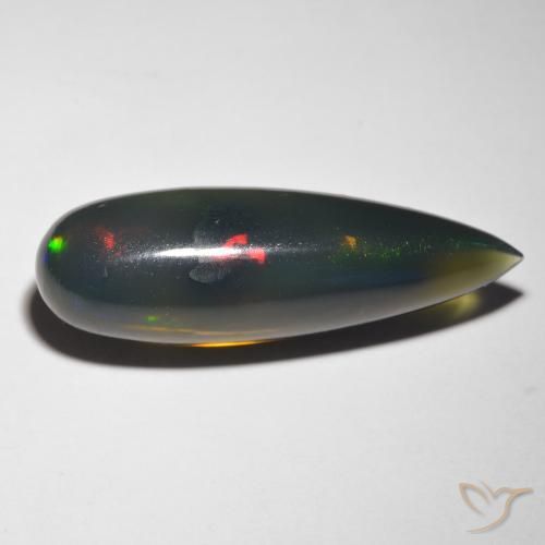 10.85克拉天然黑蛋白石，梨形，半透明