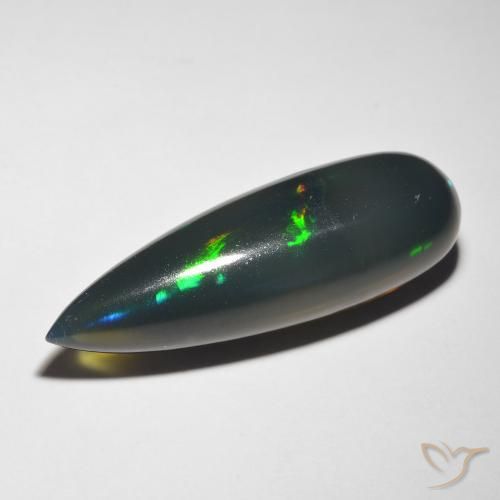 10.85克拉天然黑蛋白石，梨形，半透明