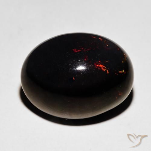 5.92ct 天然 彩色 黑蛋白石, 椭圆形, 不透明