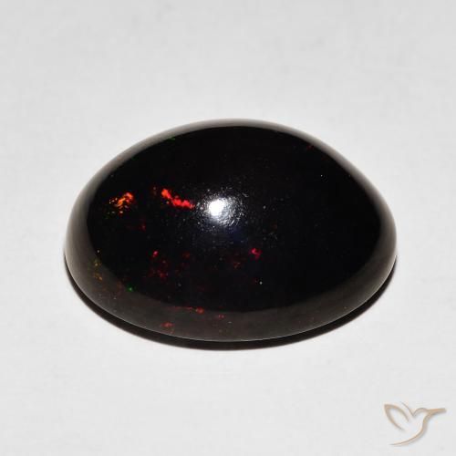 5.92克拉天然黑蛋白石，椭圆形，不透明