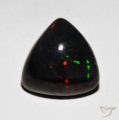 4.06ct 天然 彩色 黑蛋白石, 胖三角形, 不透明