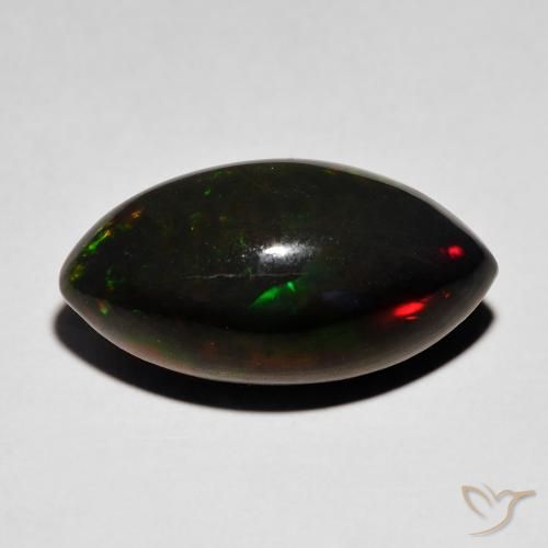 6.68ct 天然 彩色 黑蛋白石, 榄尖形, 不透明