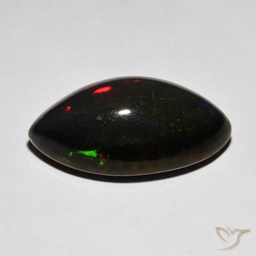 6.68克拉天然黑蛋白石，榄尖形，不透明