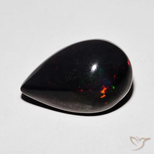 5.87克拉天然黑蛋白石，梨形，不透明
