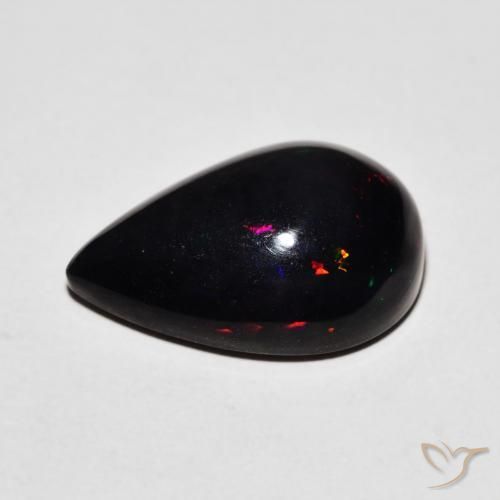 5.87克拉天然黑蛋白石，梨形，不透明