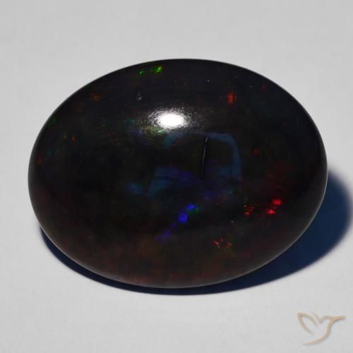 17.25ct 天然 彩色 黑蛋白石, 椭圆形, 不透明