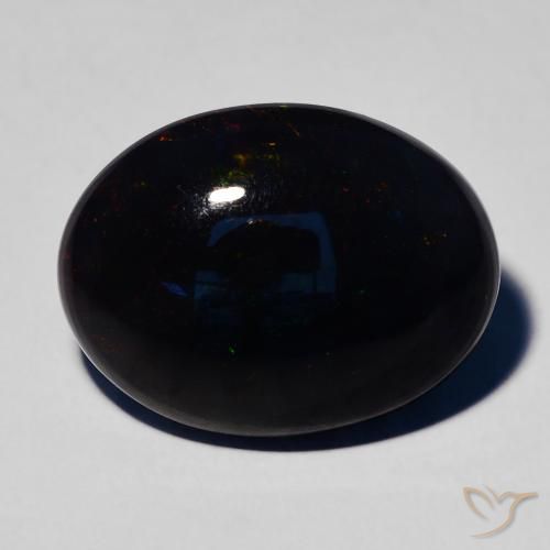 4.59ct 天然 彩色 黑蛋白石, 椭圆形, 不透明
