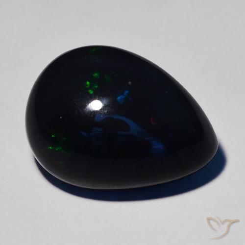 8.39ct 天然 彩色 黑蛋白石, 梨形, 不透明