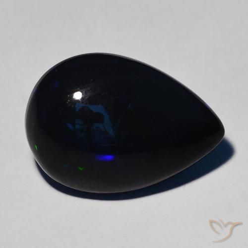 7.09克拉天然黑蛋白石，梨形，不透明