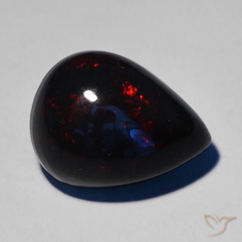 7.51ct 天然 彩色 黑蛋白石, 梨形, 不透明