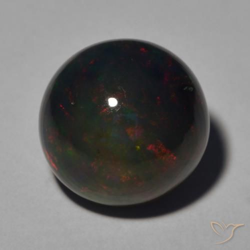 4.55ct 天然 彩色 黑蛋白石, 圆形的, 不透明