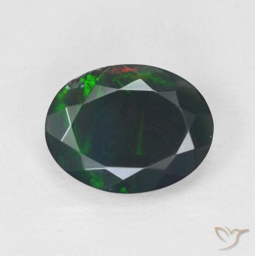 1.86ct 天然 彩色 黑蛋白石, 椭圆形, 半透明