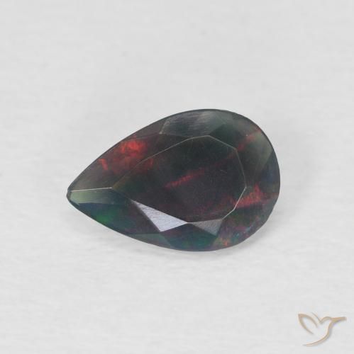 0.60ct 天然 彩色 黑蛋白石, 梨形, 半透明