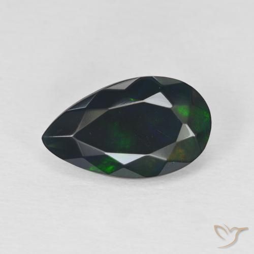 2.25ct 天然 彩色 黑蛋白石, 梨形, 半透明