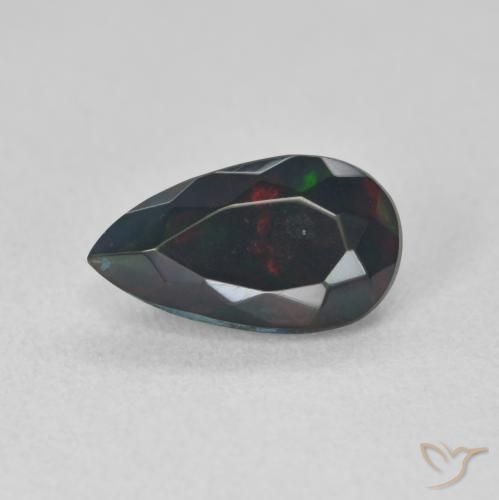 1.05ct 天然 彩色 黑蛋白石, 梨形, 半透明
