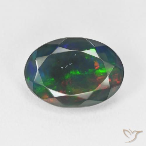 2.94ct 天然 彩色 黑蛋白石, 椭圆形, 半透明