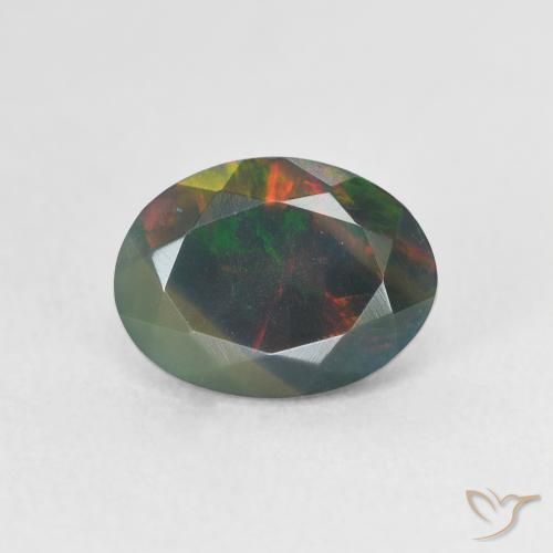 1.09ct 天然 彩色 黑蛋白石, 椭圆形, 半透明