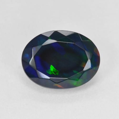 3.02ct 天然 彩色 黑蛋白石, 椭圆形, 半透明
