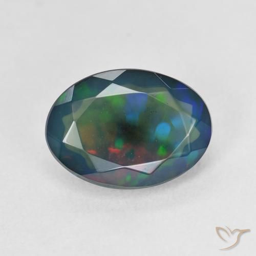 1.90ct 天然 彩色 黑蛋白石, 椭圆形, 半透明