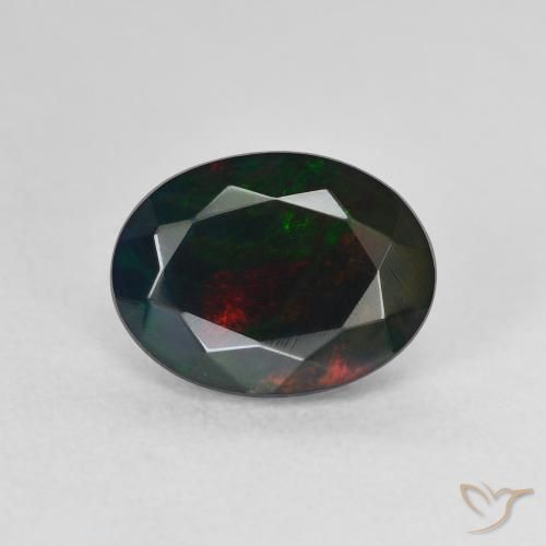 1.30ct 天然 彩色 黑蛋白石, 椭圆形, 半透明