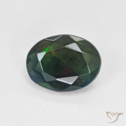 1.36ct 天然 彩色 黑蛋白石, 椭圆形, 半透明