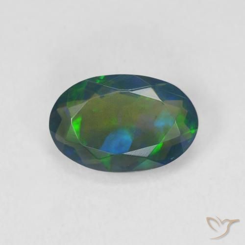 1.05ct 天然 彩色 黑蛋白石, 椭圆形, 半透明