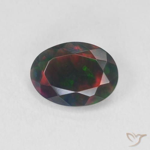 1.20ct 天然 彩色 黑蛋白石, 椭圆形, 半透明