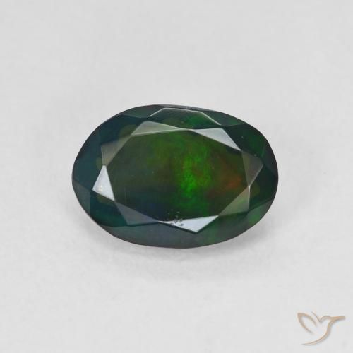 1.22ct 天然 彩色 黑蛋白石, 椭圆形, 半透明