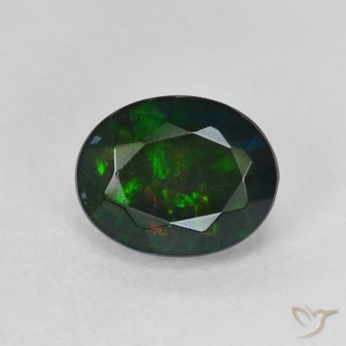 1.39ct 天然 彩色 黑蛋白石, 椭圆形, 半透明, Photo A