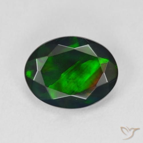2.07ct 天然 彩色 黑蛋白石, 椭圆形, 半透明