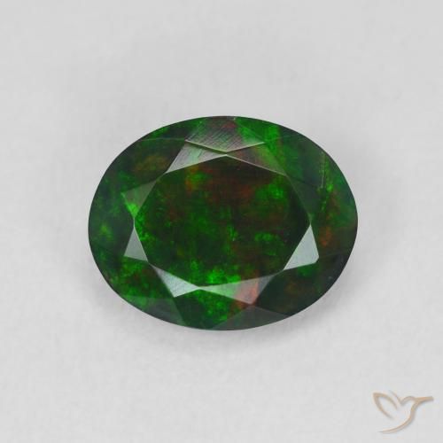 1.25ct 天然 彩色 黑蛋白石, 椭圆形, 半透明