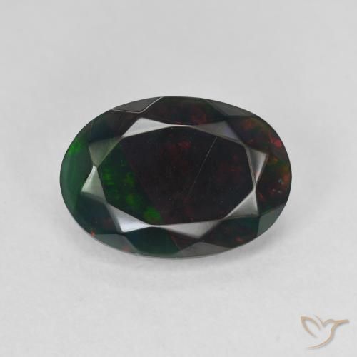2.23ct 天然 彩色 黑蛋白石, 椭圆形, 半透明