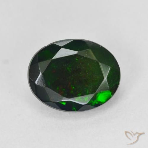 1.72ct 天然 彩色 黑蛋白石, 椭圆形, 半透明