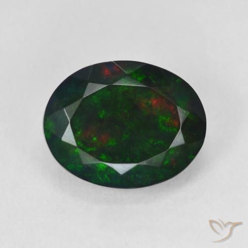 2.93ct 天然 彩色 黑蛋白石, 椭圆形, 半透明