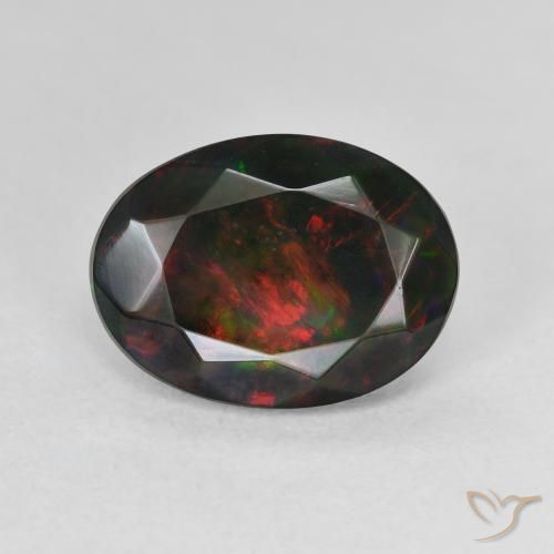 2.42ct 天然 彩色 黑蛋白石, 椭圆形, 半透明