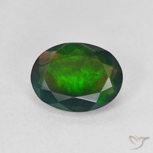 1.34ct 天然 彩色 黑蛋白石, 椭圆形, 半透明