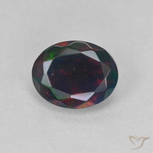 1.09ct 天然 彩色 黑蛋白石, 椭圆形, 半透明