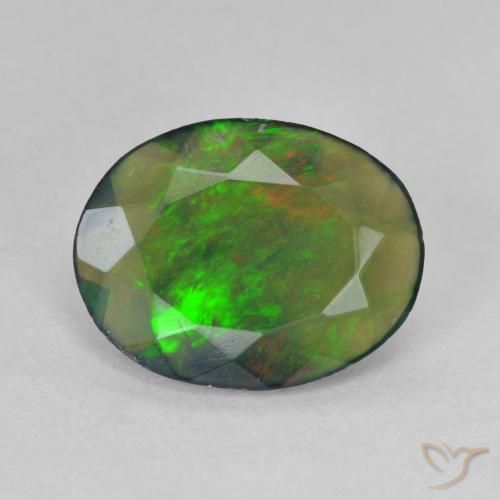 1.35ct 天然 彩色 黑蛋白石, 椭圆形, 半透明