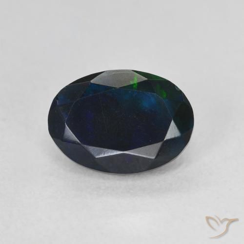 0.97ct 天然 彩色 黑蛋白石, 椭圆形, 半透明