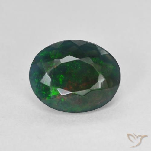 1.54ct 天然 彩色 黑蛋白石, 椭圆形, 半透明
