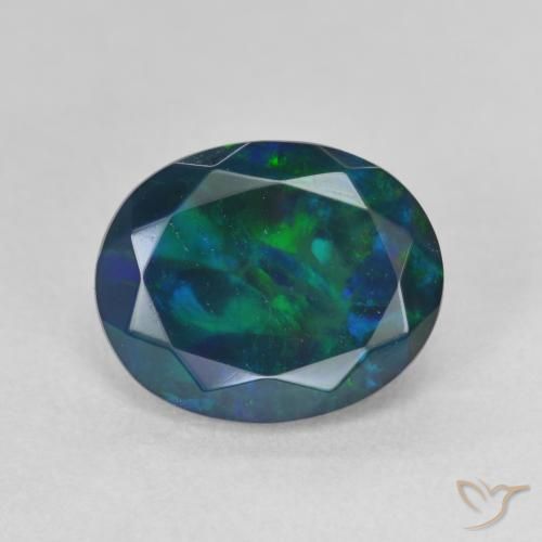 1.63ct 天然 彩色 黑蛋白石, 椭圆形, 半透明
