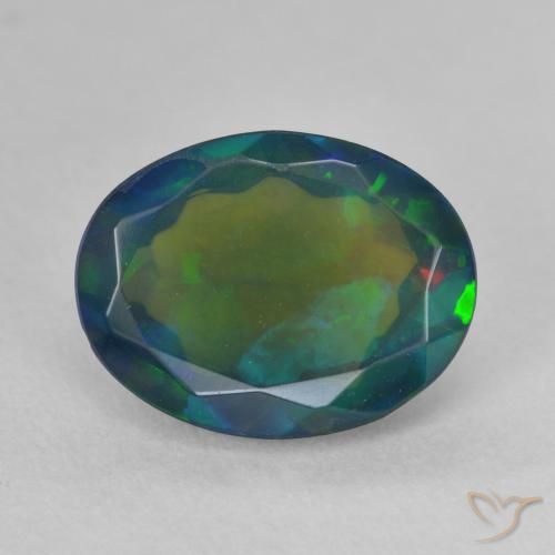 2.30ct 天然 彩色 黑蛋白石, 椭圆形, 半透明
