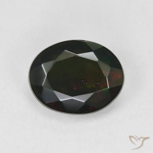 1.69ct 天然 彩色 黑蛋白石, 椭圆形, 半透明