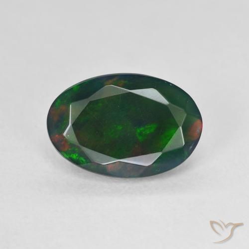1.66ct 天然 彩色 黑蛋白石, 椭圆形, 半透明
