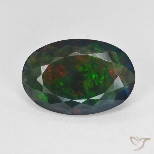 3.76ct 天然 彩色 黑蛋白石, 椭圆形, 半透明