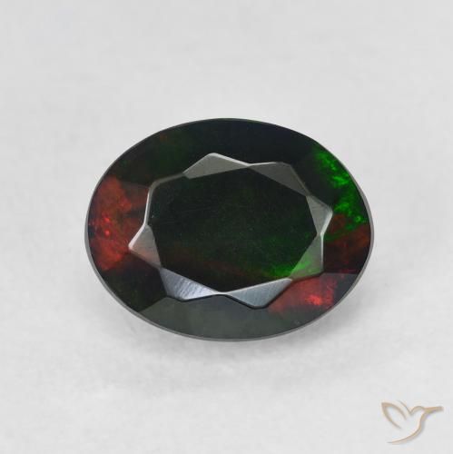1.12ct 天然 彩色 黑蛋白石, 椭圆形, 半透明