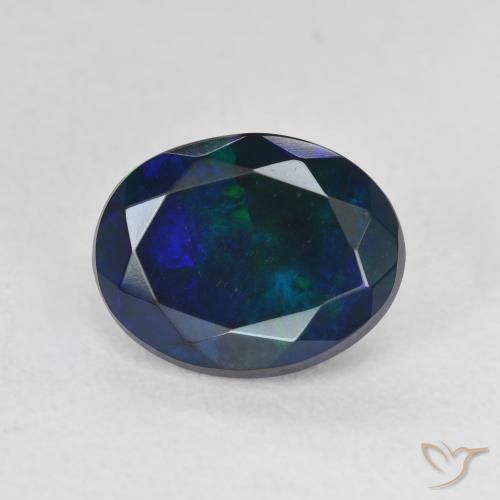 1.66ct 天然 彩色 黑蛋白石, 椭圆形, 半透明