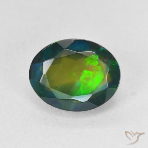 1.60ct 天然 彩色 黑蛋白石, 椭圆形, 半透明