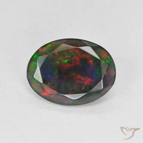 1.16ct 天然 彩色 黑蛋白石, 椭圆形, 半透明