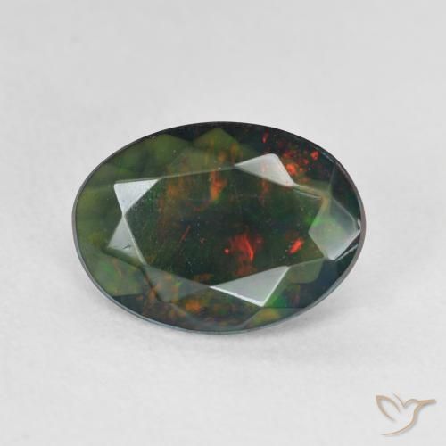 1.74ct 天然 彩色 黑蛋白石, 椭圆形, 半透明